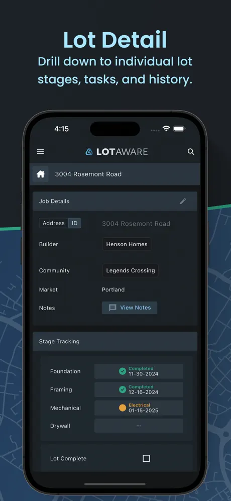 LotAware app on iPhone